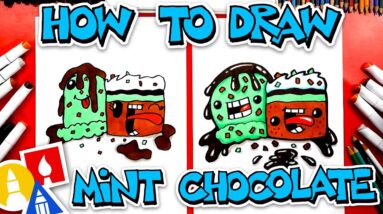 How To Draw Funny Mint Chocolate Chip Ice Cream And Brownie