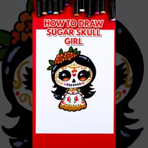 Draw a sugar skull girl! #artforkidshub #howtodraw