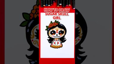 Draw a sugar skull girl! #artforkidshub #howtodraw