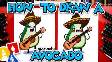 How To Draw A Funny Avocado Mariachi