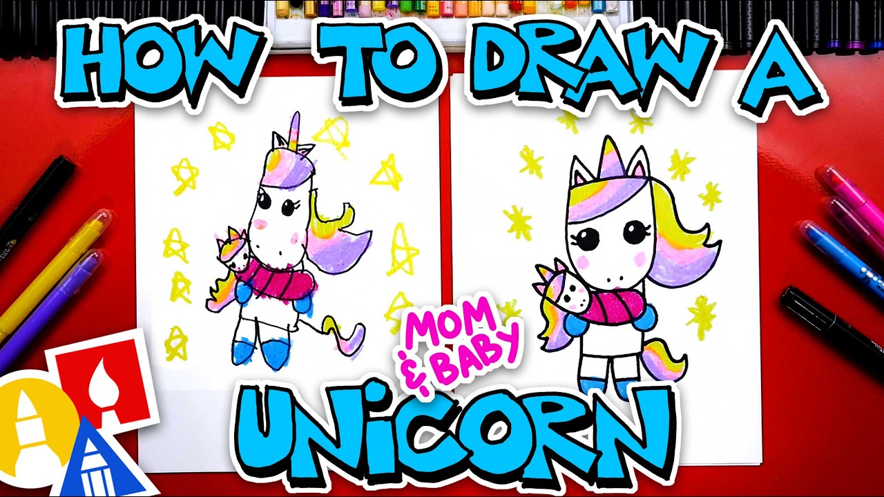 How To Draw A Mom And Baby Unicorn