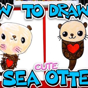 How To Draw A Cute Sea Otter Holding A Heart