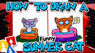 How To Draw A Funny Summer Cat