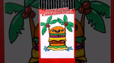 How to draw a funny Hawaiian burger 🌴🍔🌴 #artforkidshub #howtodraw