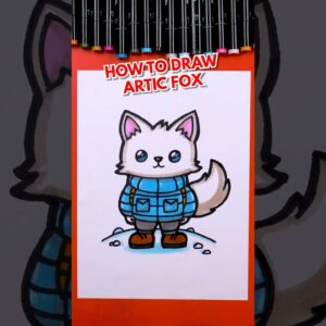 How to draw a cartoon arctic fox 🦊 #artforkidshub #howtodraw