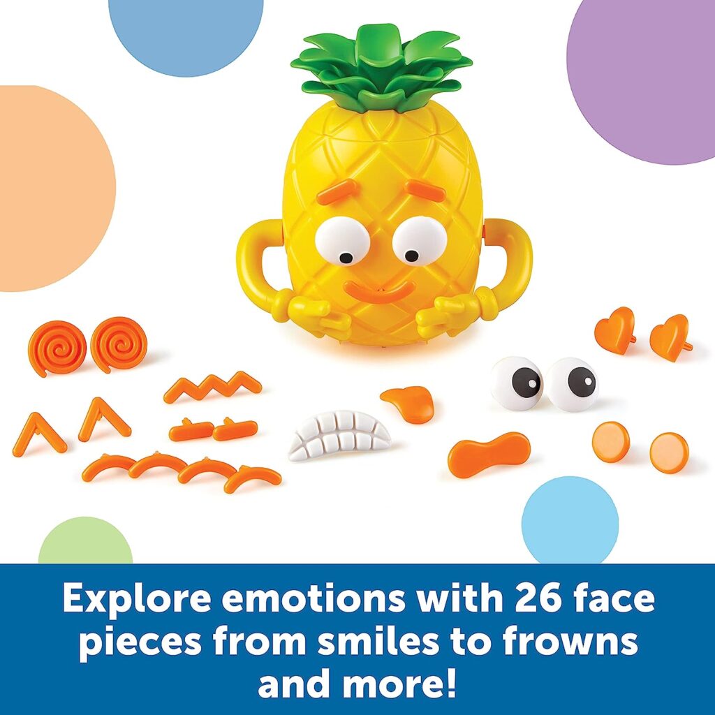 Learning Resources LER6373 Big Feelings Pineapple, Social Emotional Toy, Creative Play, Body Awareness, Two Sided, 26 Face Pieces, Easy Storage, Yellow, 5 x 7.5 x 3.5 inches