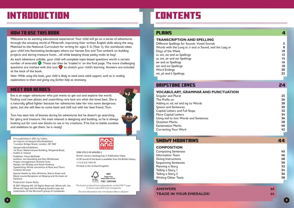 Minecraft English Ages 5-6: Official Workbook (Minecraft Education)