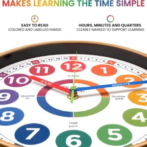 oysterpop kids wall clock learning clock silent analogue telling time teaching clock kids learn to tell time easily 7